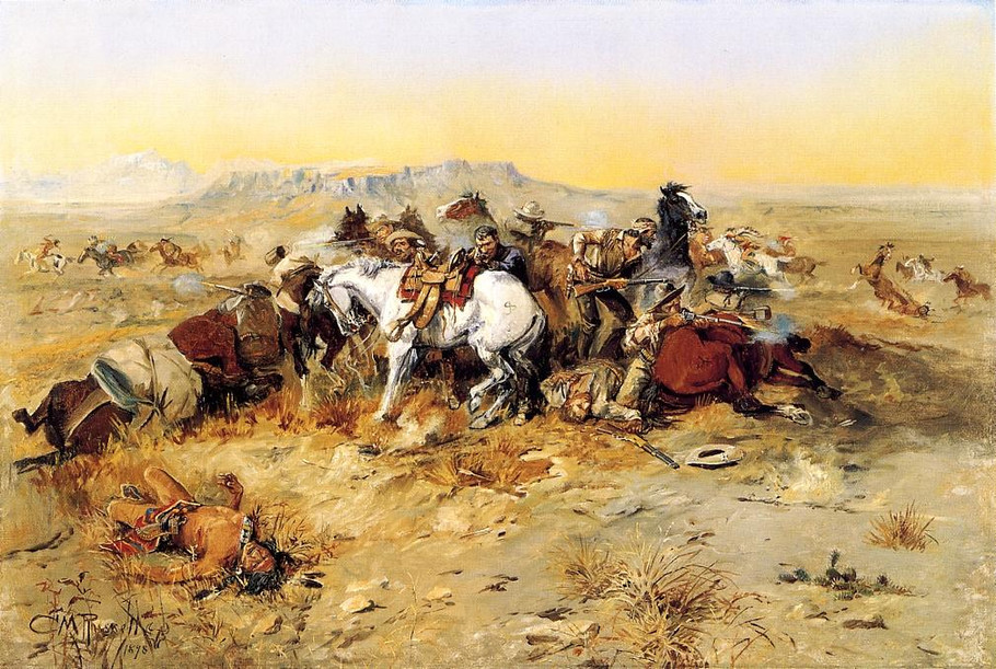 A Desperate Stand - Charles Marion Russell Paintings